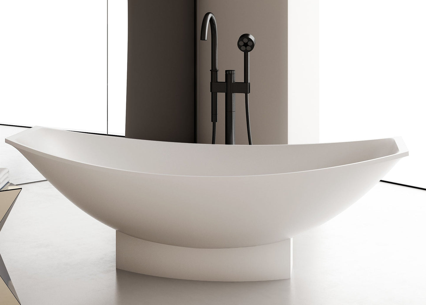 ALFI brand  AB9991 White Matte 71" Solid Surface Resin Free Standing Hammock Style Bathtub