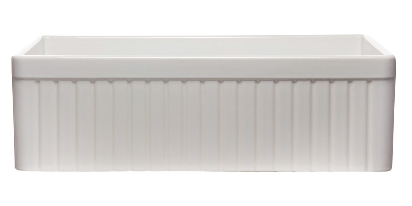 ALFI brand AB532 AB532-W 33" White Single Bowl Fluted Apron Fireclay Farm Sink