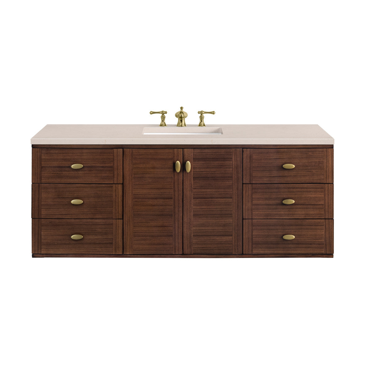 Amberly 60" Single Vanity Cabinet, Mid-Century Walnut