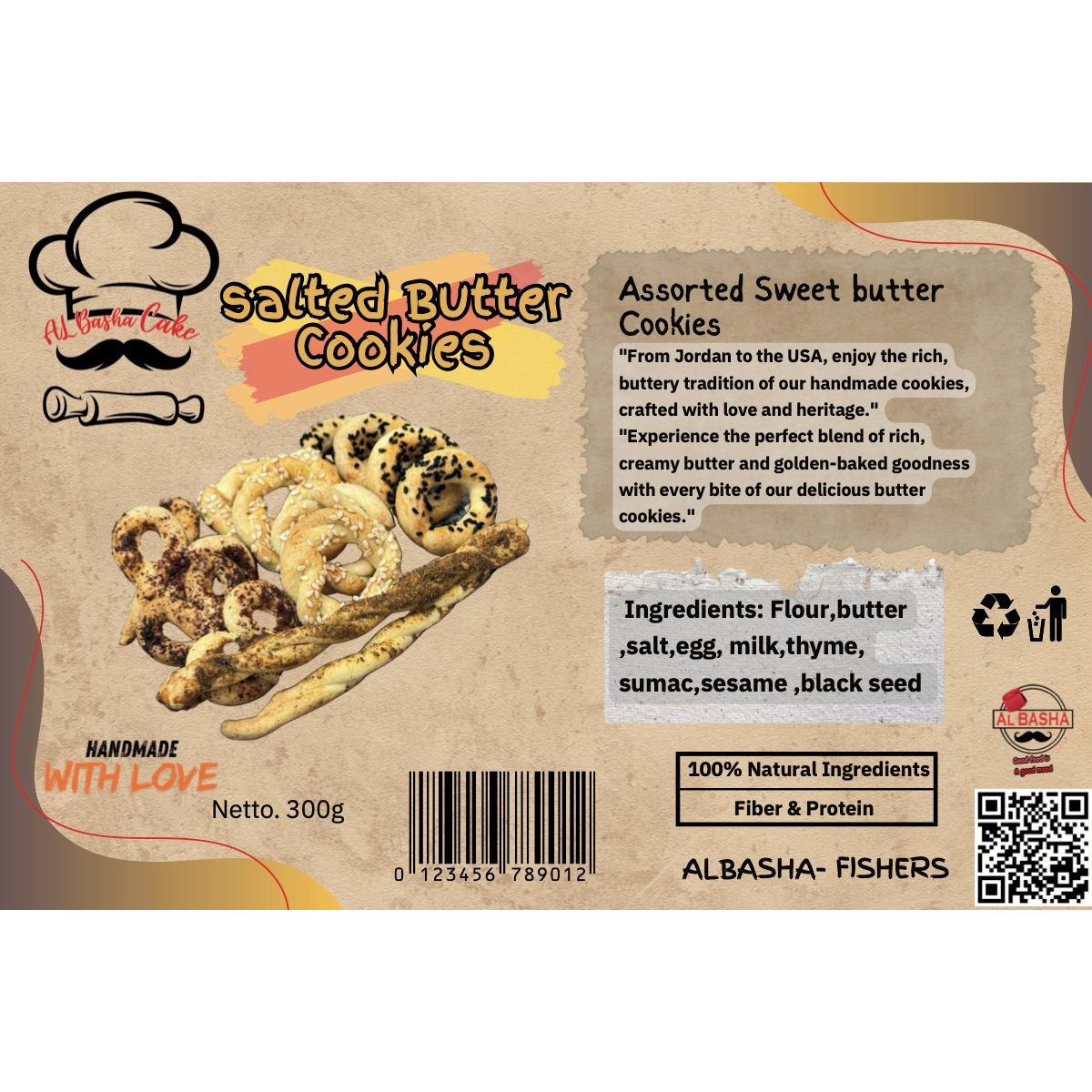 Assorted Salted Butter Cookies - Luxurious Blend of Sweet & Salty Flavors, 100% Mediterranean Ingredients