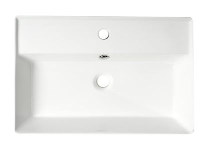 ALFI brand ABC901 24" Modern Rectangular Above Mount Ceramic Sink with Faucet Hole