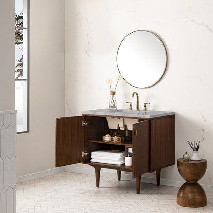 Amberly 36" Single Vanity Cabinet, Mid-Century Walnut