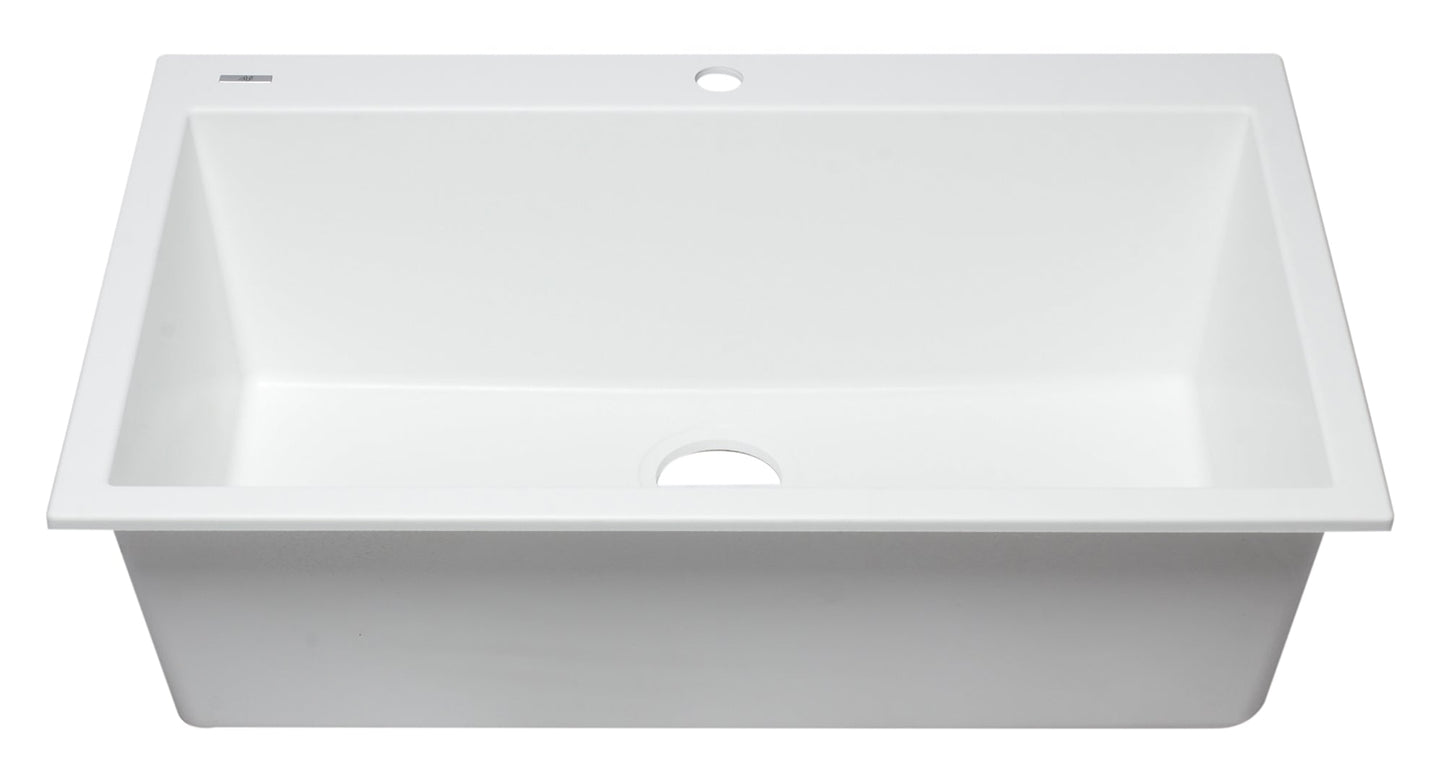 ALFI brand AB3322DI 33" Single Bowl Drop In Granite Composite Kitchen Sink