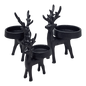 Iron Matte Black Reindeer Candle Holder  3 Piece Set