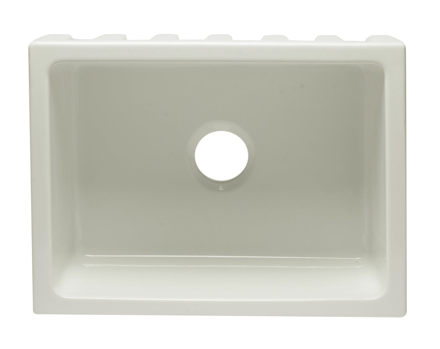 ALFI brand AB2418HS AB2418HS-B 24 inch Biscuit Reversible Smooth / Fluted Single Bowl Fireclay Farm Sink