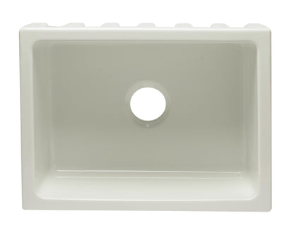 ALFI brand AB2418HS AB2418HS-B 24 inch Biscuit Reversible Smooth / Fluted Single Bowl Fireclay Farm Sink