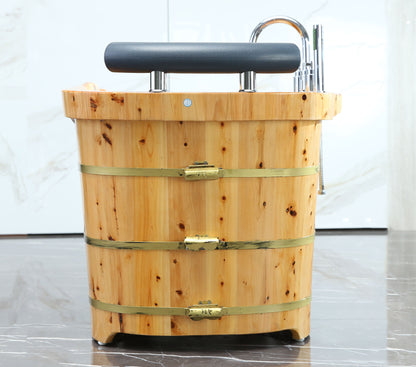 ALFI brand  AB1136 61" Free Standing Cedar Wooden Bathtub with Chrome Tub Filler
