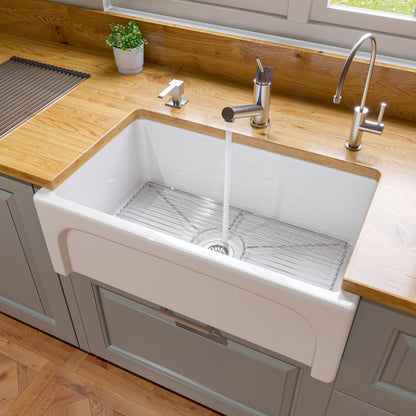ALFI brand AB3018ARCH Arched Apron Thick Wall Fireclay Single Bowl Farm Sink