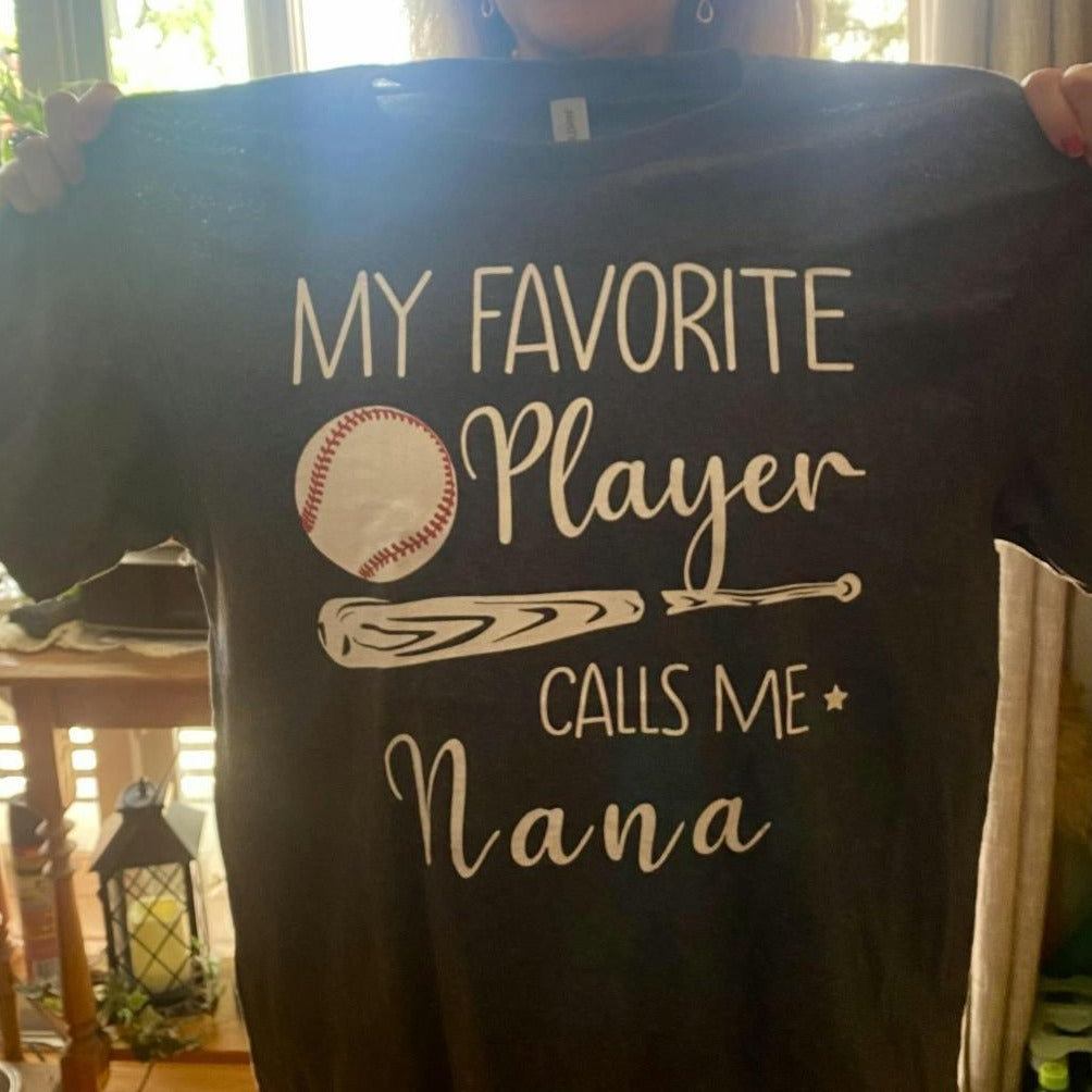 My Favorite Player Calls Me Grandma - Personalized Custom T Shirt - Birthday, Loving, Funny Gift for Grandma/Nana/Mimi, Mom, Wife, Grandparent