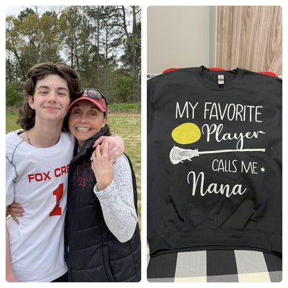 My Favorite Player Calls Me Grandma - Personalized Custom T Shirt - Birthday, Loving, Funny Gift for Grandma/Nana/Mimi, Mom, Wife, Grandparent