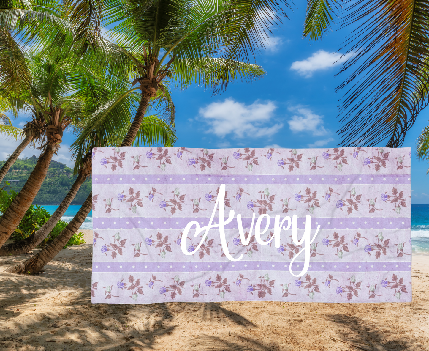 Customizable: Elegant Floral Beach Towel, Summer Accessory, Pool Day Essential, Beach Blanket, Gift for Beach Lovers