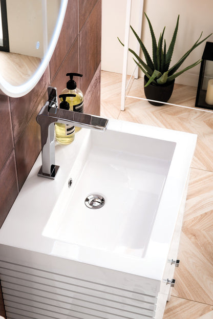Linden 24" Single Vanity with White Glossy Composite Stone Top