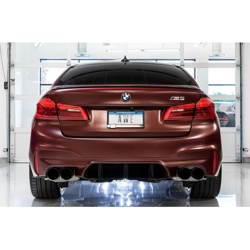 AWE Tuning 18-19 BMW F90 M5 SwitchPatch Cat-Back Exhaust- Black Diamond Tips