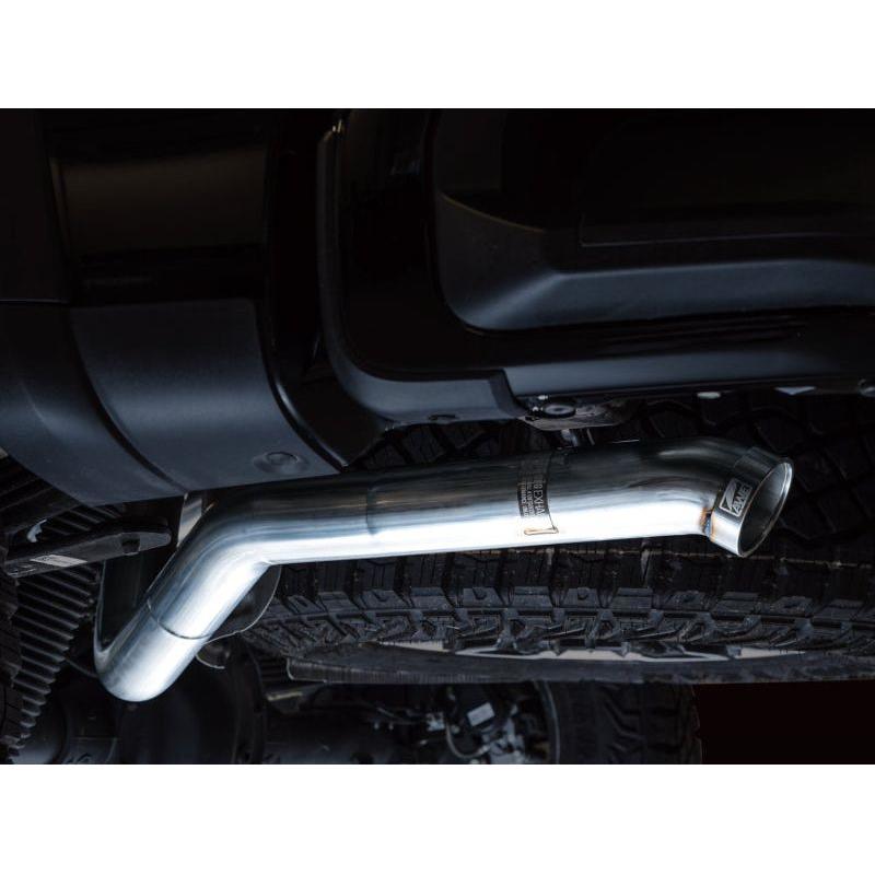AWE Tuning 22-23 GMC Sierra 1500 AT4X 6.2L 0FG Catback Split Dual (Flat Bumper) - Bashguard(No Tips)