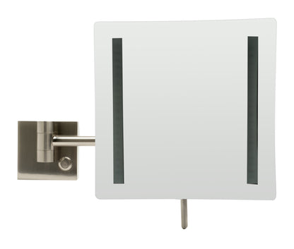 ALFI brand ABM8WLED Wall Mount Square 8" 5x Magnifying Cosmetic Mirror with Light