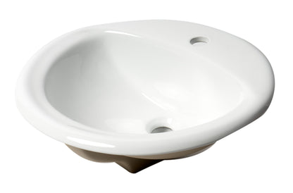 ALFI brand  ABC802 White 21" Oval Drop In Ceramic Sink with Faucet Hole