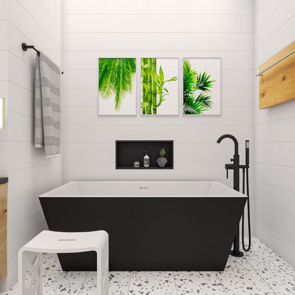 ALFI brand  AB8834 59 inch Black & White Rectangular Acrylic Free Standing Soaking Bathtub
