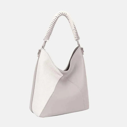 David Jones PU Leather Handbag with Woven Handle