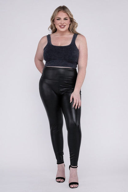 ZENANA Plus High Rise Faux Leather Leggings