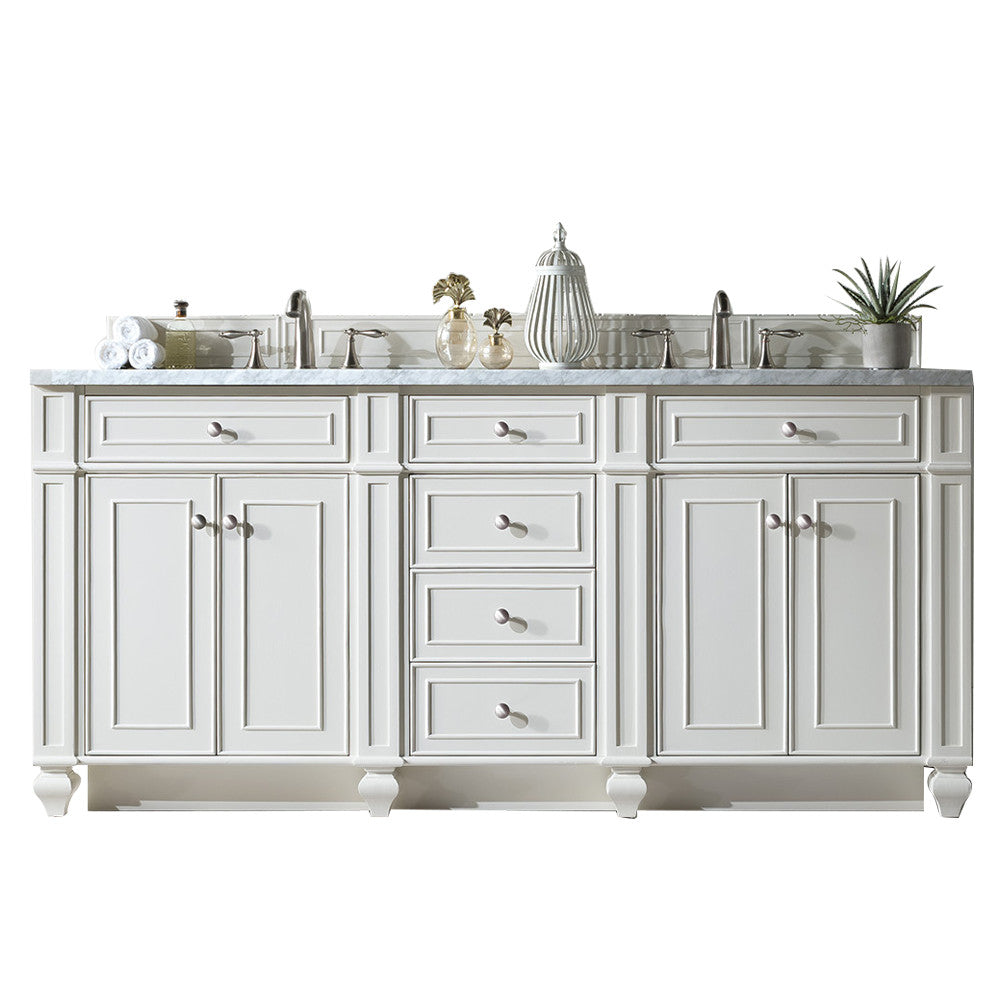 Bristol 72" Double Vanity Cabinet, Bright White