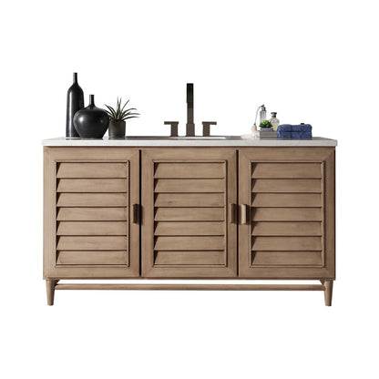 Portland 60" Single Vanity Cabinet, Whitewashed Walnut