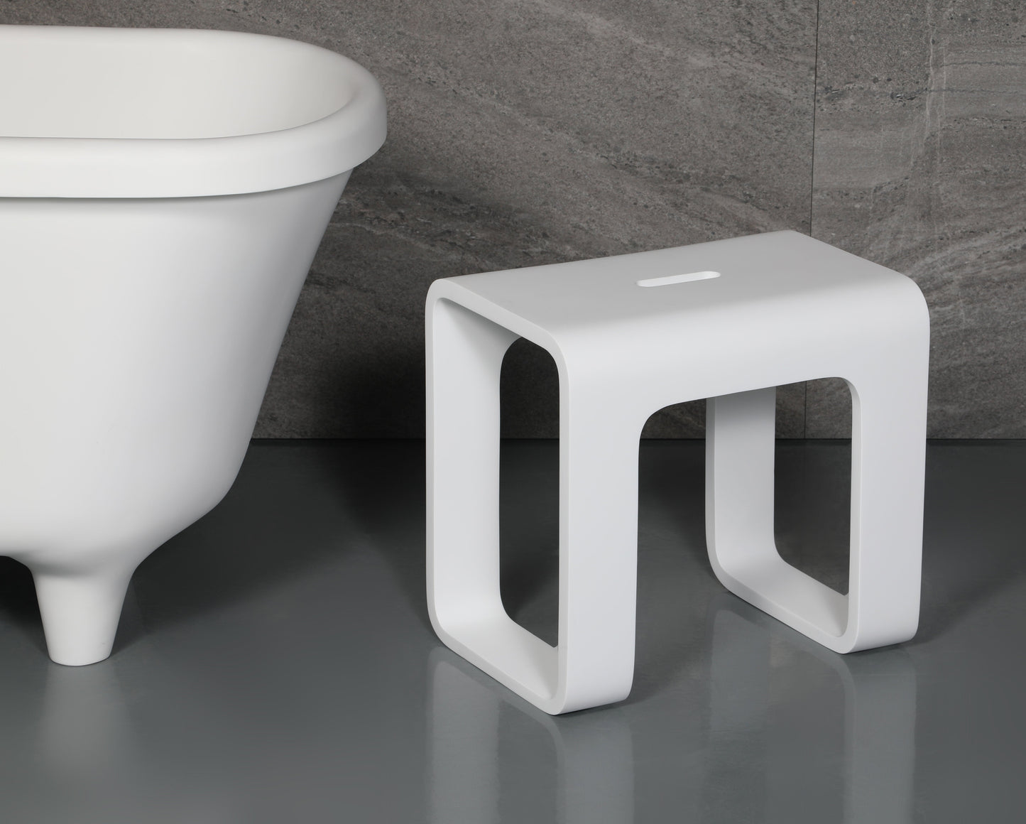 ALFI brand  ABST99 White Matte Solid Surface Resin Bathroom / Shower Stool