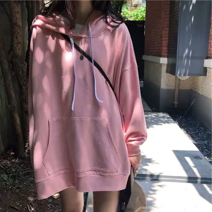 Women's Loose Hooded Jacket - Long-Sleeved Sweater