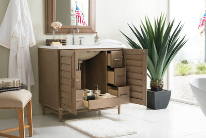 Portland 36" Single Vanity Cabinet, Whitewashed Walnut