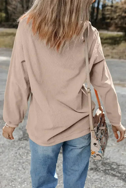 Apricot Football Graphic Sweatshirt – Drop Shoulder & Game Day Style | Femstylo