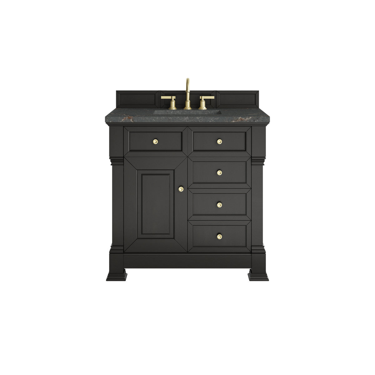 James Martin 547-V36 Brookfield 36” Single Vanity – Black Onyx / Honey Oak / Pearl Charcoal