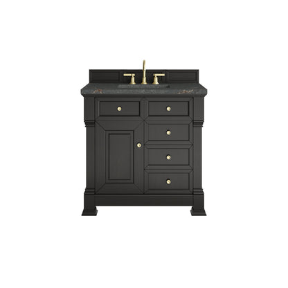 James Martin 547-V36 Brookfield 36” Single Vanity – Black Onyx / Honey Oak / Pearl Charcoal