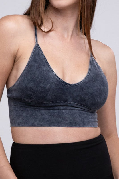 ZENANA Washed Ribbed Bra Padded Tank Top