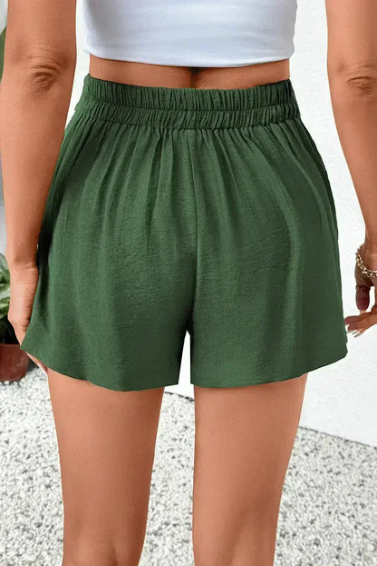 Vineyard Green Pleated High Waist Shorts