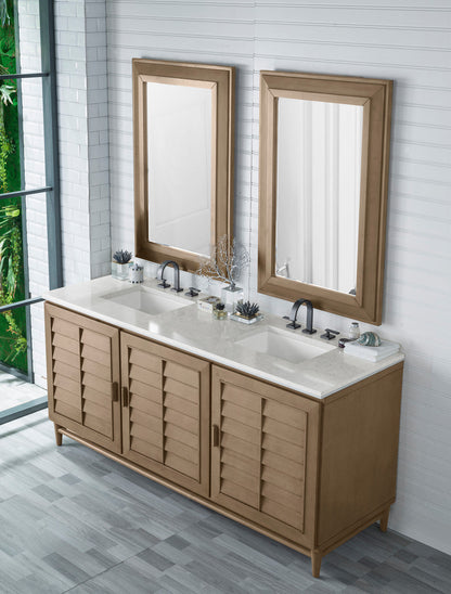 Portland 72" Double Vanity Cabinet, Whitewashed Walnut