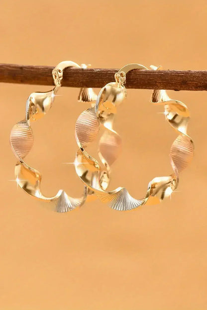 Gold Twisted Hoop Earrings | Modern Alloy Hoops -femstylo