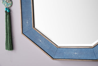 Tangent 30" Mirror, Silver w/ Delft Blue