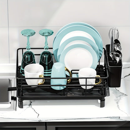 Dish Drying Rack with Drainboard and Drip Line