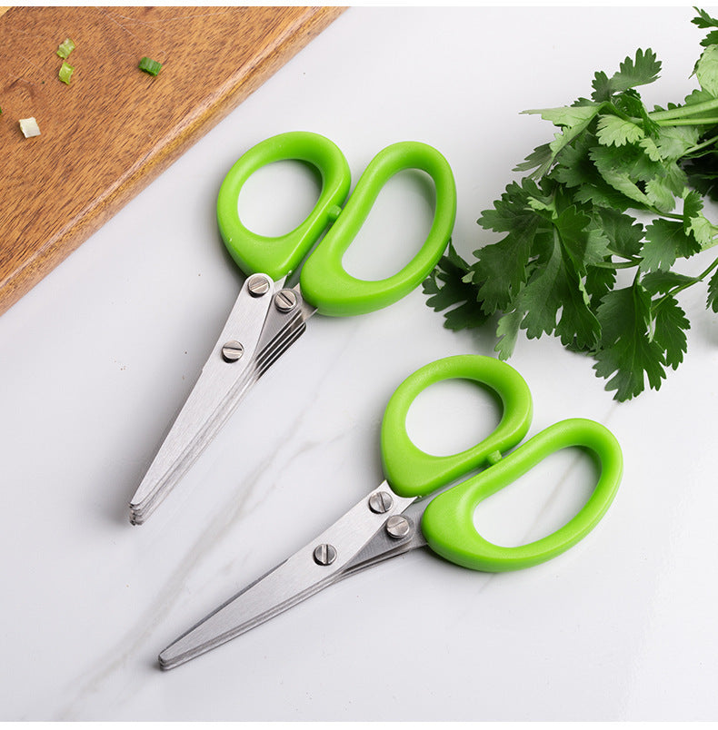Multifunctional Multi-layer Green Onion Scissors Stainless Steel Onion | Kitchen Accessories | Kitchen + Metal