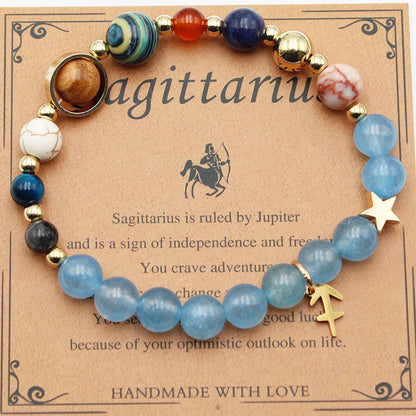 Twelve Constellations Bracelets - Natural Stone Beaded Bracelets with Eight Planet Designs