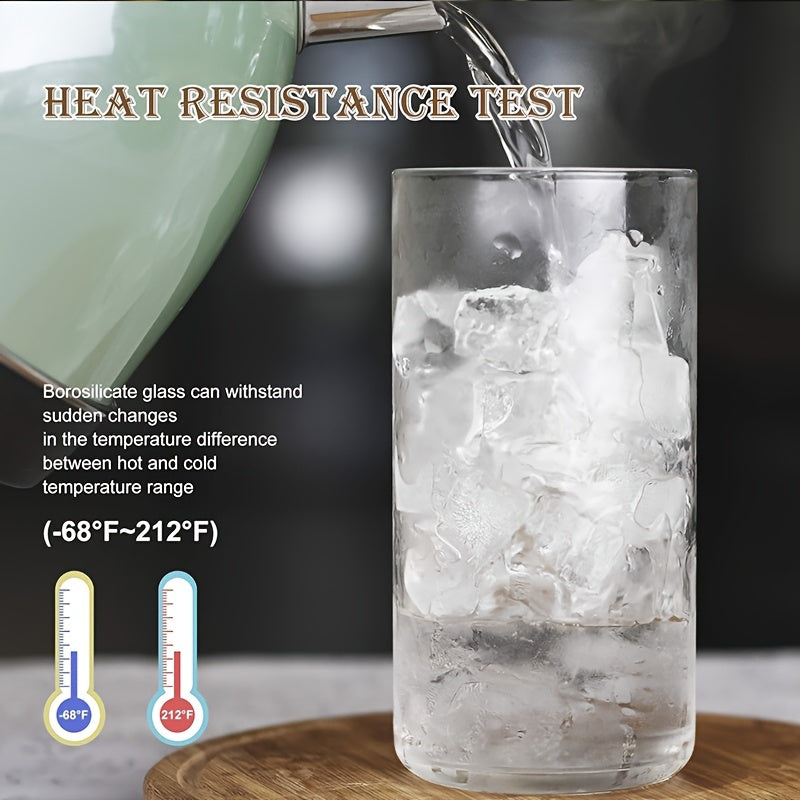 6pcs Borosilicate Glass Drinking Cups Set, 250/400ml Clear Highball