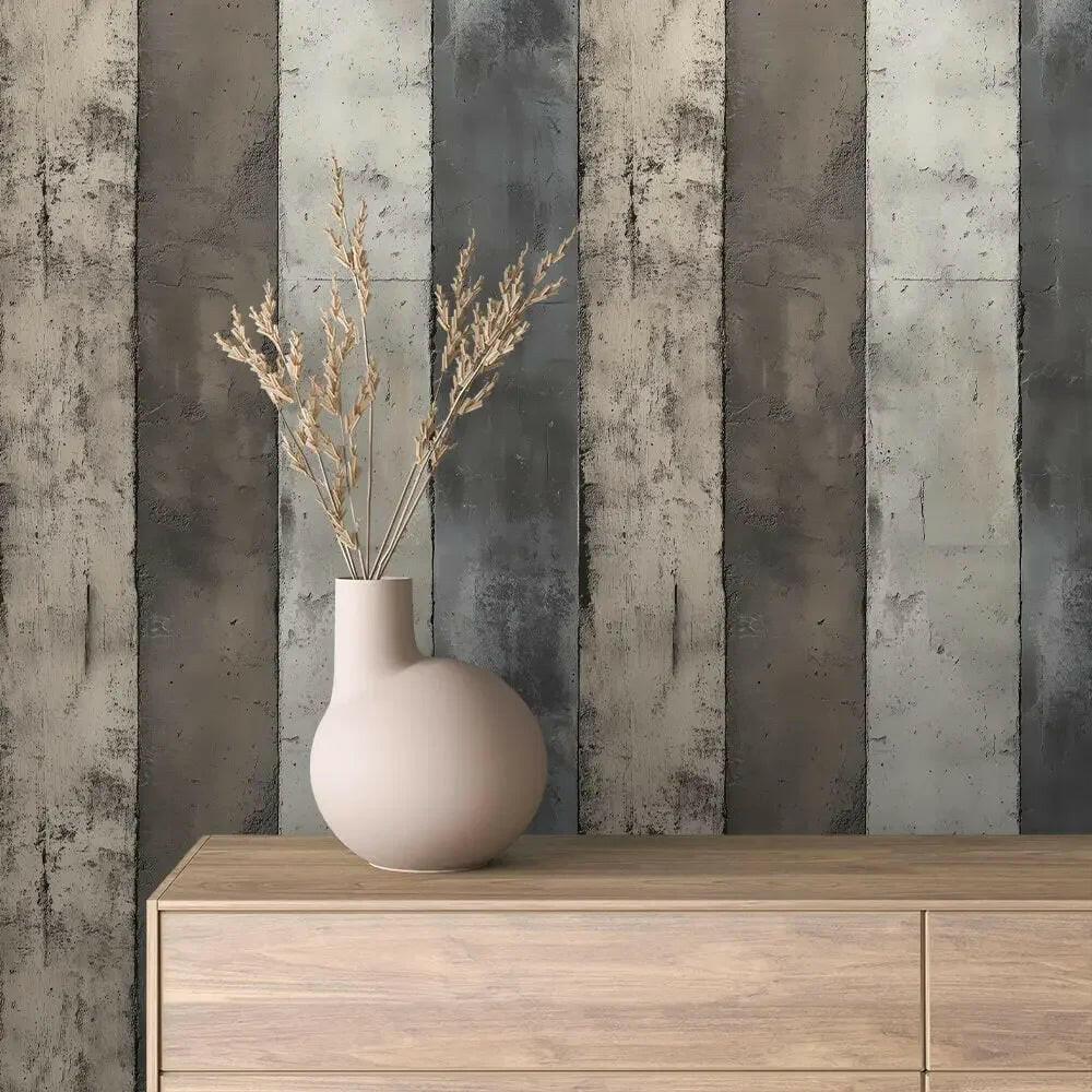 Weathered Concrete Stripe Wallpaper