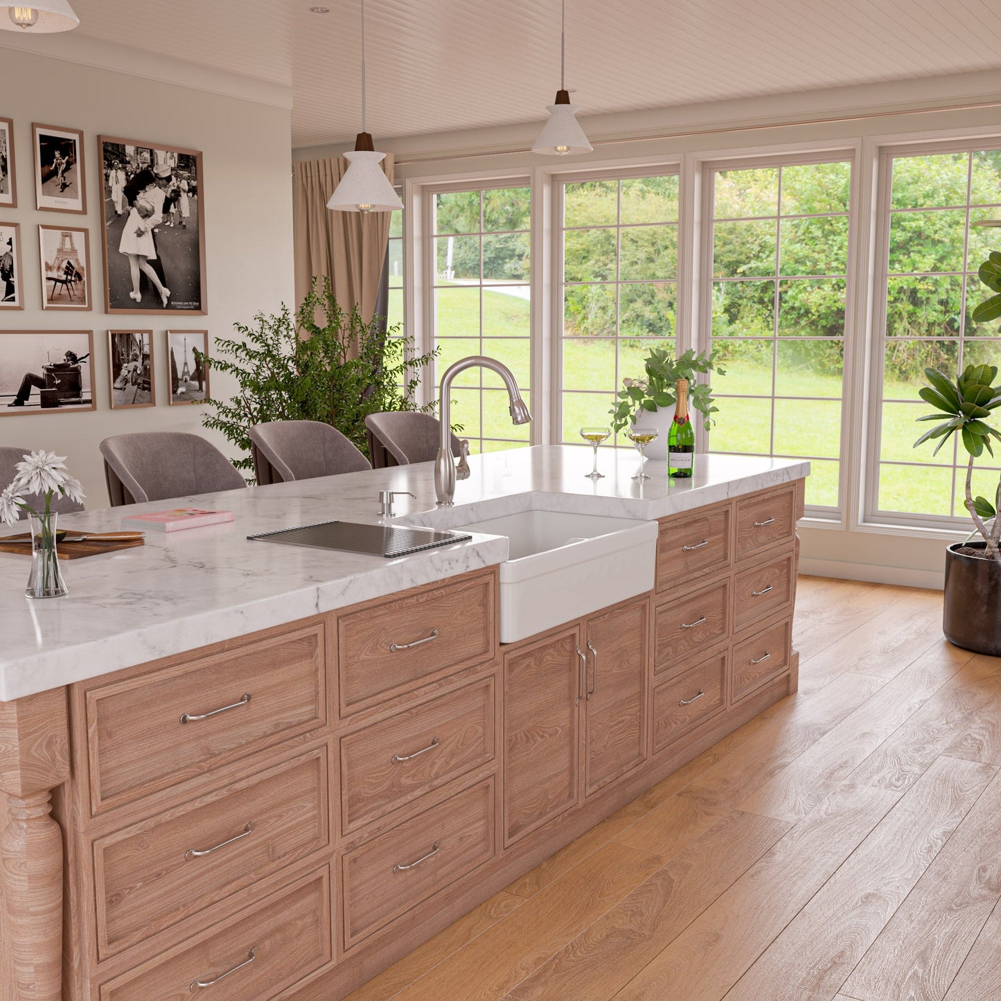 ALFI brand AB5123 AB5123-W White 32" Short Wall Double Bowl  Lip Apron Fireclay Farmhouse Kitchen Sink