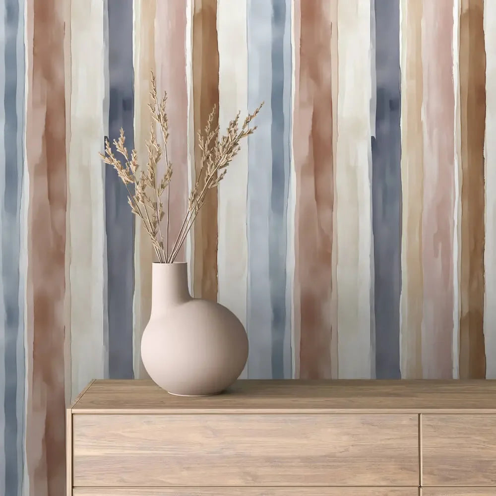 Earthen Serenity Stripe Wallpaper