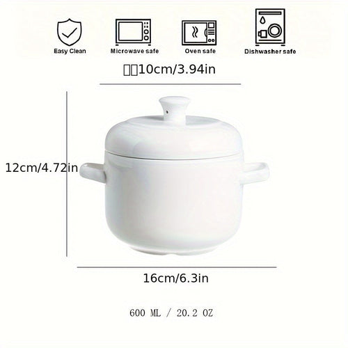 DualLid White Ceramic Stew Pot for Healthy Cooking