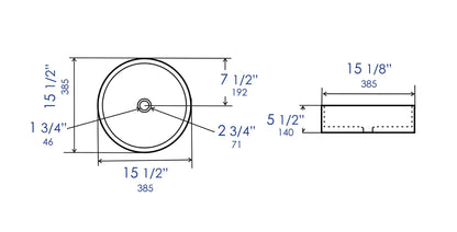 ALFI brand ABC907 15" Round Above Mount Ceramic Sink