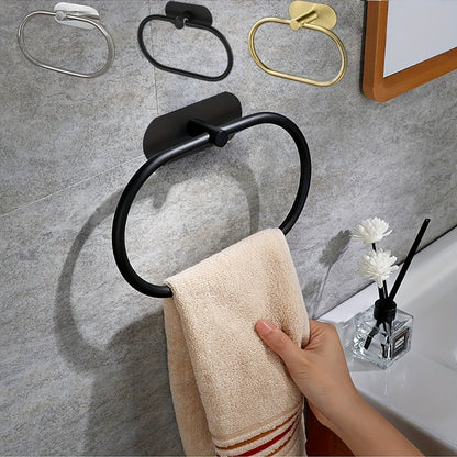 Sleek NoDrill Black Silver Towel Rack  Holder