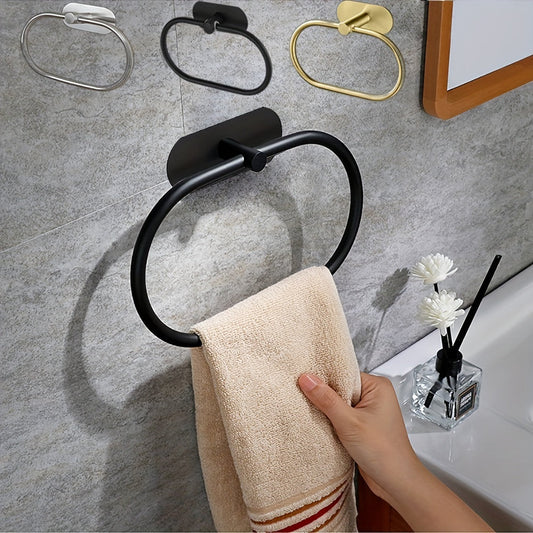Sleek NoDrill Black Silver Towel Rack  Holder