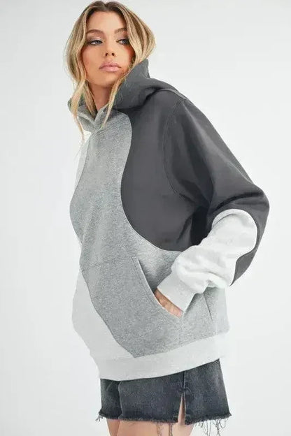 Aemi + Co Color Block Hoodie with Kangaroo Pocket