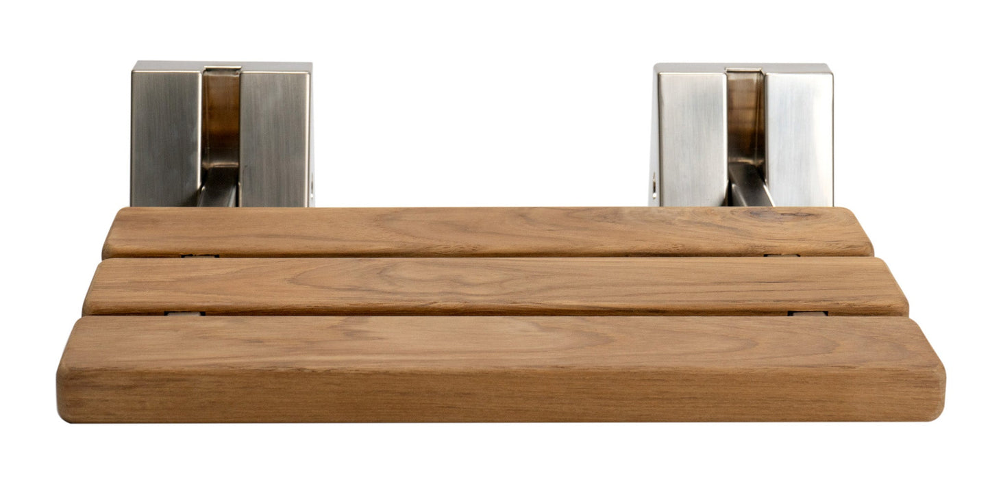ALFI brand ABS16S 16" Wide Foldable Teak Shower Seat with Square Hardware