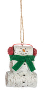 Snowman with Birch Log Ornament -